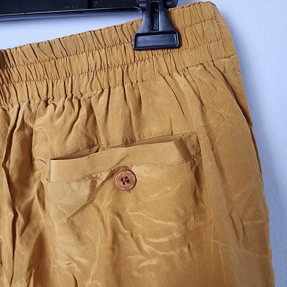 Vintage Avati 100% Pure Silk Mustard Yellow Bermuda Shorts | Women's Medium - Picture 9 of 11